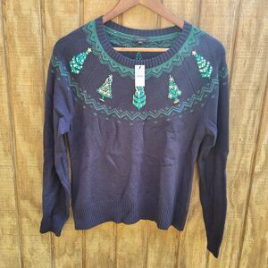 Talbots NWT Embellished Whimsy Fair Isle Christmas Sweater Womens Size S